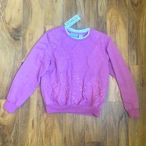 Vintage Alfred Dunner Sweatshirt with embroidery and rhinestones // Pink //SZ PS